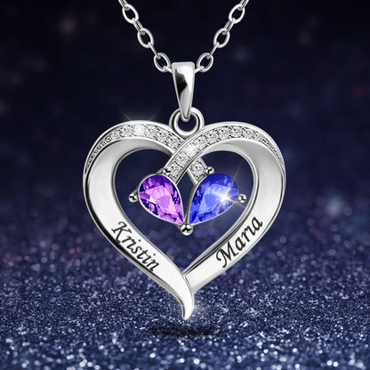 Valentijnsdag geschenk Forever Love geboortesteen & diamant hart ketting