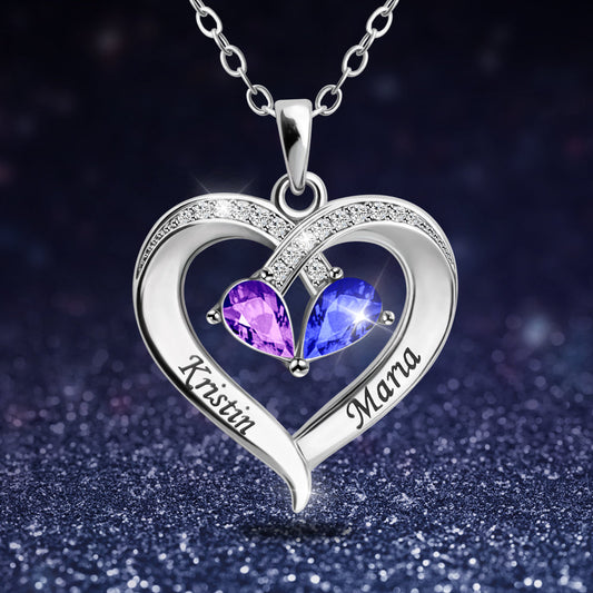 Valentijnsdag geschenk Forever Love geboortesteen & diamant hart ketting