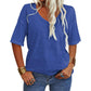 ✨Effen gekleurd dames-T-shirt met V-hals [Uitverkoop & Snelle levering!]
