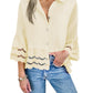 Vrouwen Eyelet Kanten Blouse Tops (Koop er 2 gratis verzending）