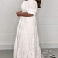Elegante effen kleur geborduurde swingjurk voor vrouwen