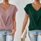 🎉Speciale prijs🎉👚Casual t-shirt met korte mouwen en elegante v-hals plooien