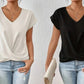 🎉Speciale prijs🎉👚Casual t-shirt met korte mouwen en elegante v-hals plooien