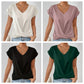 🎉Speciale prijs🎉👚Casual t-shirt met korte mouwen en elegante v-hals plooien
