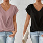 🎉Speciale prijs🎉👚Casual t-shirt met korte mouwen en elegante v-hals plooien