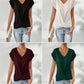 🎉Speciale prijs🎉👚Casual t-shirt met korte mouwen en elegante v-hals plooien