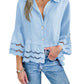 Vrouwen Eyelet Kanten Blouse Tops (Koop er 2 gratis verzending）