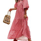 Vrouwen Pofmouw Bloemen Boho Maxi Dress