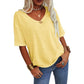 ✨Effen gekleurd dames-T-shirt met V-hals [Uitverkoop & Snelle levering!]