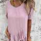 Dames los T-shirt met ronde hals en casual print