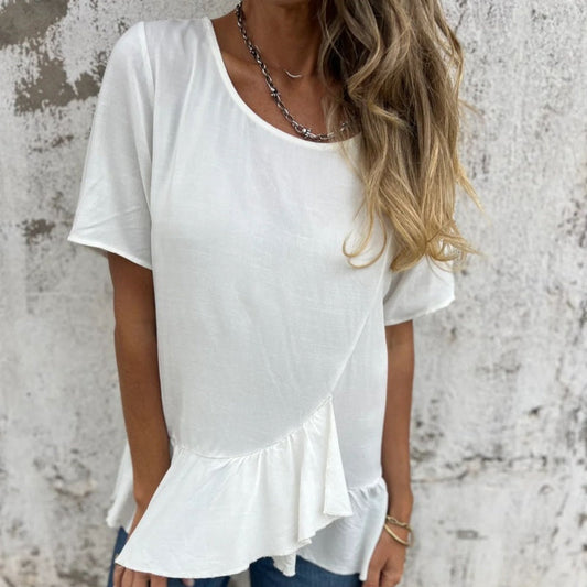 Dames los T-shirt met ronde hals en casual print