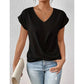 🎉Speciale prijs🎉👚Casual t-shirt met korte mouwen en elegante v-hals plooien
