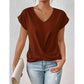 🎉Speciale prijs🎉👚Casual t-shirt met korte mouwen en elegante v-hals plooien
