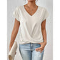 🎉Speciale prijs🎉👚Casual t-shirt met korte mouwen en elegante v-hals plooien