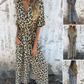 V-hals Luipaardprint Maxi-jurk!
