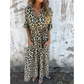 V-hals Luipaardprint Maxi-jurk!
