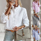 Dames Gestreepte Blouse met Knoopsluiting en Volants