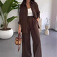 Dames Fashion Solid Color Los Shirt Casual Broek Wijde Pijpen Set Twee Stuks