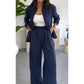 Dames Fashion Solid Color Los Shirt Casual Broek Wijde Pijpen Set Twee Stuks