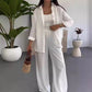 Dames Fashion Solid Color Los Shirt Casual Broek Wijde Pijpen Set Twee Stuks