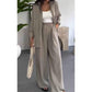 Dames Fashion Solid Color Los Shirt Casual Broek Wijde Pijpen Set Twee Stuks