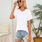 Dames T-shirt met Ronde Hals en Korte Mouwen in Effen Kleur