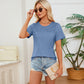 Dames T-shirt met Ronde Hals en Korte Mouwen in Effen Kleur