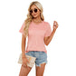 Dames T-shirt met Ronde Hals en Korte Mouwen in Effen Kleur