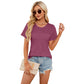 Dames T-shirt met Ronde Hals en Korte Mouwen in Effen Kleur