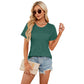 Dames T-shirt met Ronde Hals en Korte Mouwen in Effen Kleur