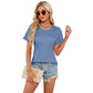 Dames T-shirt met Ronde Hals en Korte Mouwen in Effen Kleur