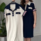 Dames Casual Fashion Kapsel Korte Mouw Jurk