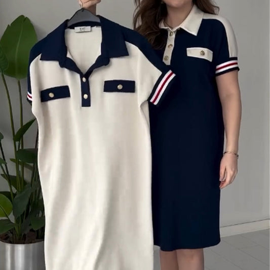 Dames Casual Fashion Kapsel Korte Mouw Jurk