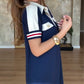 Dames Casual Fashion Kapsel Korte Mouw Jurk