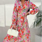 💕Mode V-hals knoopjurken lange mouwen bloemen taille jurken