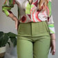 2-delige set van bedrukt shirt en broek met knopen voor dames