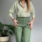 2-delige set van bedrukt shirt en broek met knopen voor dames