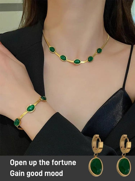 Emerald ketting oorbellen armband