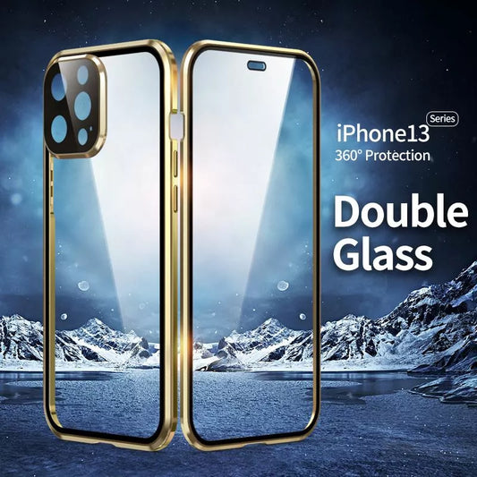 Coque magnétique en verre trempé double face Étui pour iPhone